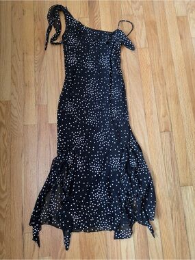 Vintage Y2K Polka Dot Asymmetric Slip Dress